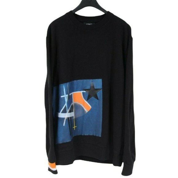 Givenchy Men's Black Orange Basketball Star Sweater Pullover Sweatshirt Small - Picture 1 of 8